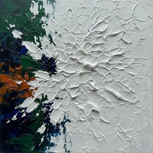 Fragmented Radiance: A Monumental Study In Sculptural White And Primal Earth Tones