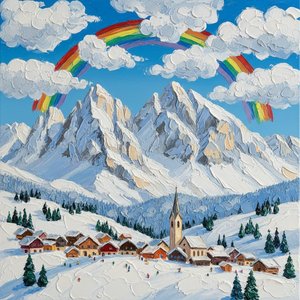 Spectral Serenity Over The Frozen Peaks: A Singular Impasto Masterpiece — David Moreau