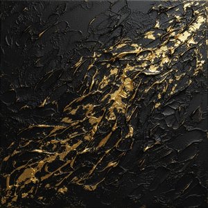 Gilded Obsidian Flow: A Monumental Study In Kinetic Gold And Midnight Impasto
