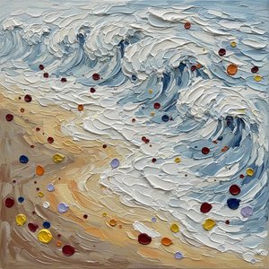 Ephemeral Tides Of Ochre And Azure In A Sculptural Impasto Dance — David Moreau