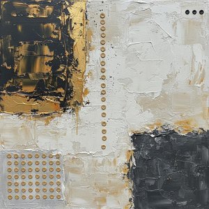 Fragmented Monolith: A Singular Study In Gilded Texture And Obsidian Depth
