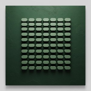 Monolithic Symmetry In Forest Green: A Meditative Study Of Structured Serenity