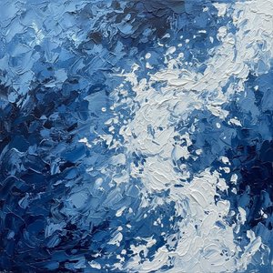 Fragmented Midnight Surge: A Monumental Study In Impasto And Celestial Blue Motion — David Moreau