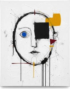 Fragmented Soul In Cobalt And Ochre: A Monumental Study Of Geometric Melancholy