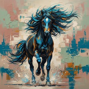 Midnight Gallop: A Monumental Study Of Kinetic Motion And Impasto Texture