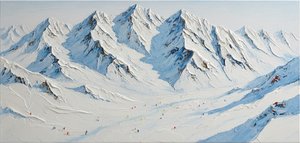Monolithic Glacial Crests: A Monumental Study In Cerulean Shadows And Impasto White