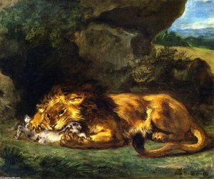 Lion Devouring A Rabbit — Eugène Delacroix