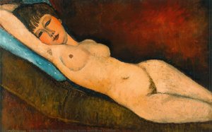 Reclining Nude With Blue Cushion — Amedeo Clemente Modigliani