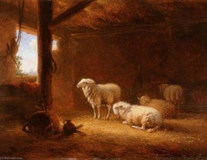 Sheep In A Byre — Eugène Joseph Verboeckhoven