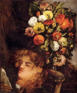 Hlava Ženy S Kvetmi — Gustáv Courbet
