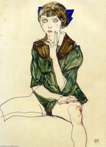 Sitting Woman In A Green Blouse — Egon Schiele