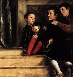 The Vendramin Family Venerating A Relic Of The True Cross (detail) — Titian