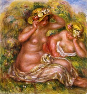 Kaks Naist Lilledega Mütsil — Pierre-auguste Renoir