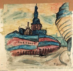 Bazaars Behind Church, Oslo — William H. Johnson