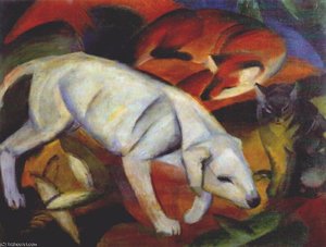 Three Animals (dog, Fox And Cat) - — Franz Marc, German Expressionism