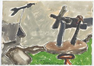Wind Wheel (recto); Landscape with Weather Vane (verso)