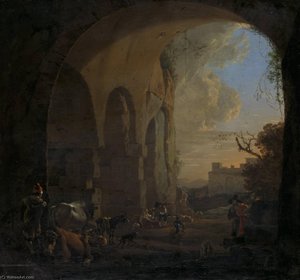 Herders With Their Animals Under An Arch Of The Colosseum In Rome — Jan Asselijn