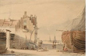 Figures By A House On The Beach — Joseph Bles