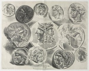 Feuille De Douze Médailles Antiques — Eugène Delacroix