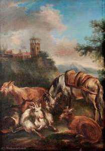 Horse And Goats — Philipp Peter Roos