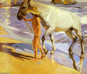 The Horse's Bath — Joaquín Sorolla Y Bastida, Impressionistic Landscape