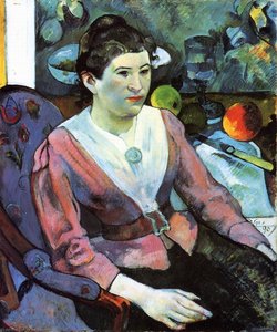 Portrett Av Kvinnlig Skikkelse Med Cézannes Stillevogn — Paul Gauguin