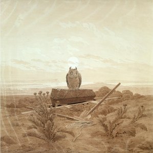 Landscape With Grave, Coffin And Owl