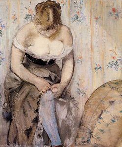Donna Che Stringe Il Garetto — Édouard Manet, Impressionist Style