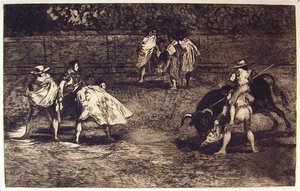 Torero Montado Sobre Las Espaldas De Un Chulo Lanceando Un Toro — Francisco José De Goya Y Lucientes, Romanticism