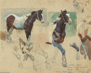 Studies From The Picture The Vagabonds — Sir Alfred James Munnings