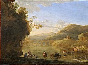 Paysage Avec Un Troupeau Traversant Une Riviere — Jan Asselijn