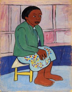 Barefoot Seated Woman In Green Jacket — William H. Johnson