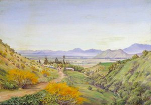Vista Distante Di Santiago, Cile, Da Apoquindo — Marianne North