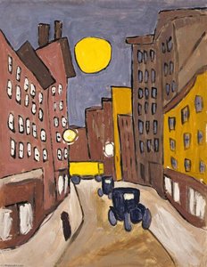 Harlem Street Scene With Full Moon — William H. Johnson