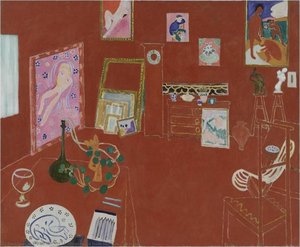 L'Atelier rouge Huile sur Toile - (181x219)