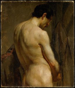 Male Academy Figure: Half-length, Side View — Eugène Delacroix