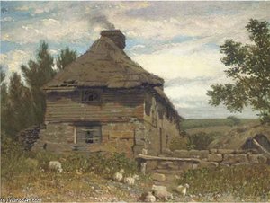 Figures By A Cottage; And A Cottage In A Landscape — William Linton