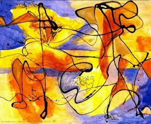 Black Pouring Over Color — Paul Jackson Pollock