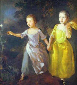 The Painter's Daughters, Margaret And Mary, Chasing Butterfly — Thomas Gainsborough