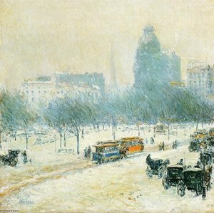 Winter In Union Square — Frederick Childe Hassam