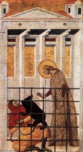 St Colomba Saved By A Bear (detail) — Giovanni Baronzio