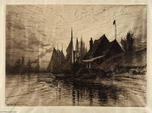 Evening, New York Harbor — Henry Farrer