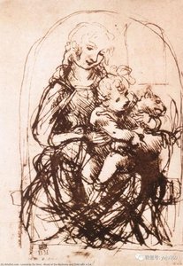Štúdia Madony S Dieťatkom S Mačkou — Leonardo Da Vinci