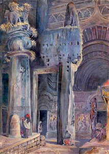 Entrance To The Cave Of Karlee (karli), Maharashtra, India — Marianne North