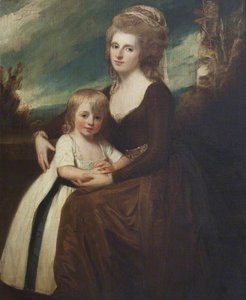Frances Bankes (1756–1847), Lady Brownlow, With Her Son, The Honourable John Cust (1779–1853), Later 1st Earl Brownlow, Gch, Frs, Mp — George Romney