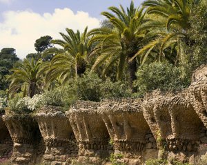 Park Guell, Barcelona: The Flower Tub Pinnacles Of The Promenade — Antoni Gaudí