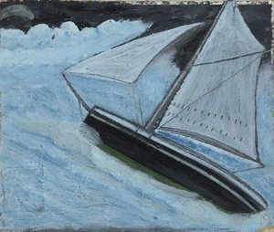 Small Boat In A Rough Sea — Alfred Wallis