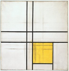 Composition With Double Lines And Yellow (unfinished)