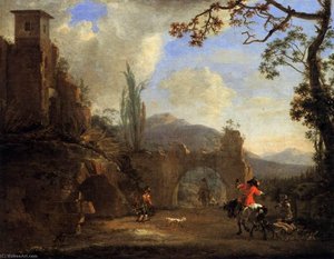 Landscape With Ruins And A Hunting Party — Jan Asselijn