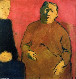 Édes Mamája És Lánya Piros Háttér Előtt — Jean-édouard Vuillard